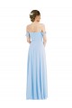 Magasins de Bleu ciel clair Trapèze Épaule Dénudée Mousseline Longue Formelles Robes demoiselle d'honneur / Robes de soirée