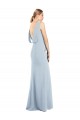 Magasins de Bleu ciel clair Trompette Bateau Crêpe Stretch Longue Robes demoiselle d'honneur / Robes de bal