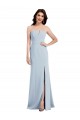 Magasins de Bleu ciel clair Trompette Col V Sans bretelle Crêpe Stretch Longue Robes demoiselle d'honneur / Robes de bal