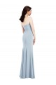 Magasins de Bleu ciel clair Trompette Col V Sans bretelle Crêpe Stretch Longue Robes demoiselle d'honneur / Robes de bal