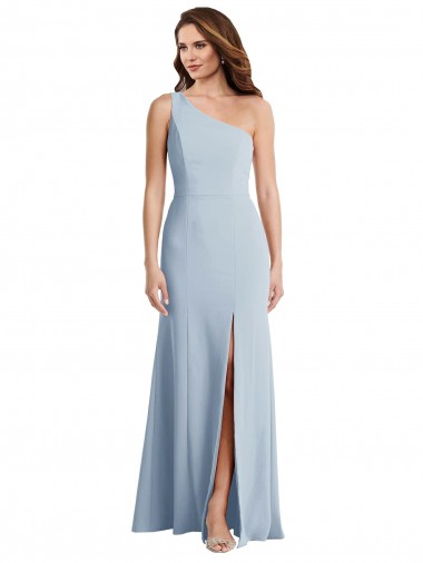 Magasins de Bleu ciel clair Trompette Crêpe Stretch Longue Formelles Robes demoiselle d'honneur / Robes de soirée / Robes de bal