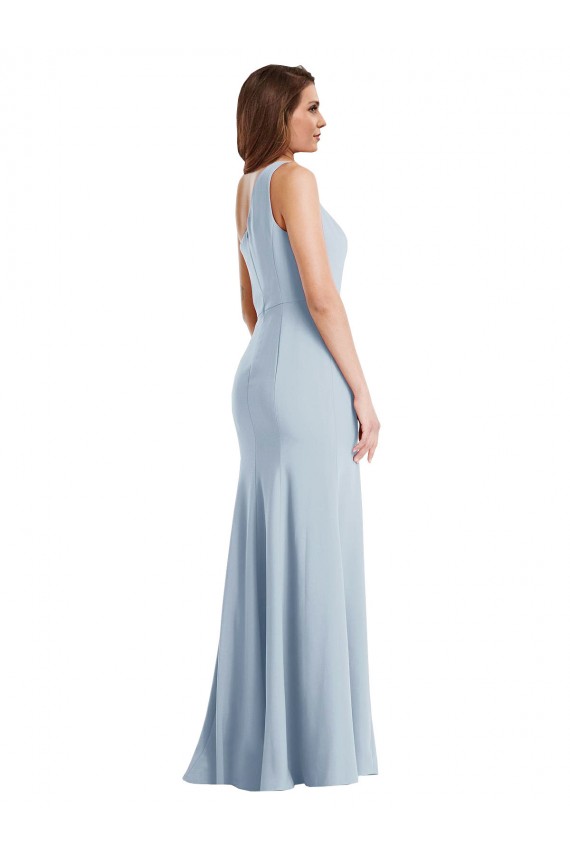 Magasins de Bleu ciel clair Trompette Crêpe Stretch Longue Formelles Robes demoiselle d'honneur / Robes de soirée / Robes de bal