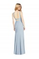 Magasins de Bleu ciel clair Trompette Licou Col Haut Crêpe Stretch Longue Formelles Robes demoiselle d'honneur / Robes de soirée