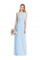 Magasins de Bleu ciel clair Trompette Licou Mousseline Longue Robes demoiselle d'honneur