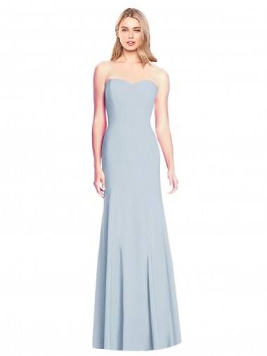 Magasins de Bleu ciel clair Trompette Sans bretelle Crêpe Stretch Longue Robes demoiselle d'honneur / Robes de bal
