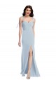 Magasins de Bleu ciel clair Trompette Sans bretelle Crêpe Stretch Longue Robes demoiselle d'honneur / Robes de bal
