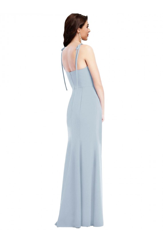 Magasins de Bleu ciel clair Trompette Sans bretelle Crêpe Stretch Longue Robes demoiselle d'honneur / Robes de bal