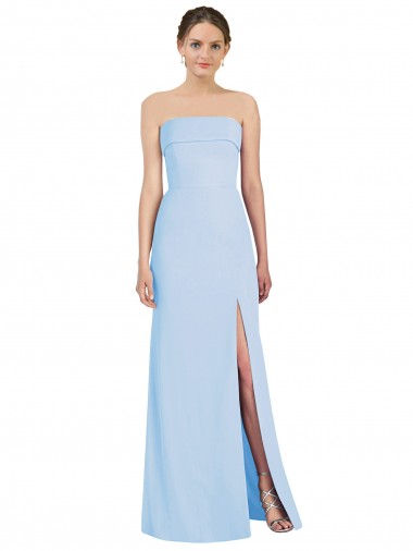 Magasins de Bleu ciel clair Trompette Sans bretelle Mousseline Longue Formelles Robes demoiselle d'honneur / Robes de soirée