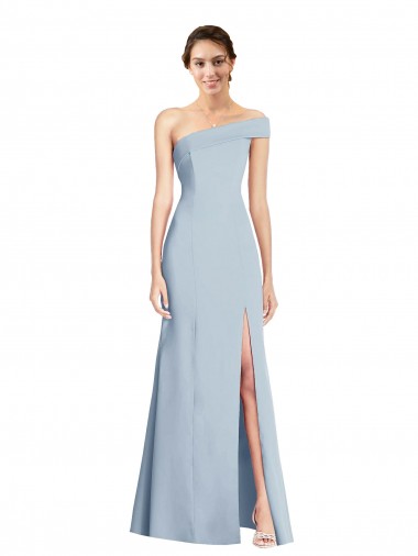 Magasins de Bleu ciel clair Trompette Épaule Dénudée Crêpe Stretch Longue Formelles Robes demoiselle d'honneur / Robes de soirée / Robes de bal