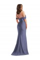Magasins de Bleu français Sirène Épaule Dénudée Satiné Soyeux Longue Formelles Robes demoiselle d'honneur / Robes de soirée / Robes de bal