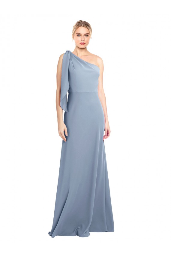 Magasins de Bleu fumée Fourreau Crêpe Stretch Longue Formelles Robes demoiselle d'honneur / Robes de soirée / Robes de bal