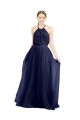 Magasins de Bleu marine 21 Trapèze Licou Col Haut Tulle Longue Robes demoiselle d'honneur