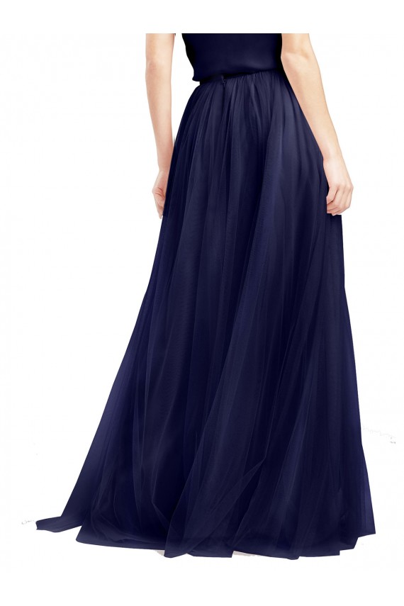 Magasins de Bleu marine 21 Trapèze Licou Col Haut Tulle Longue Robes demoiselle d'honneur