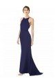 Magasins de Bleu marine Sirène Licou Col Haut Crêpe Stretch Longue Formelles Robes demoiselle d'honneur / Robes de soirée / Robes de bal