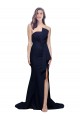 Magasins de Bleu marine foncé Fourreau Sans bretelle Balayage train Crêpe Stretch Longue Robes demoiselle d'honneur / Robes de bal