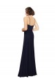 Magasins de Bleu marine foncé Fourreau Scoop Mousseline Longue Robes demoiselle d'honneur
