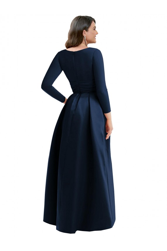 Magasins de Bleu marine foncé Princesse Col V Spandex Longue Asymétrique Formelles Robes demoiselle d'honneur / Robes de soirée / Robes de bal