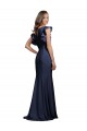 Magasins de Bleu marine foncé Sirène Bateau Crêpe Stretch Longue Robes demoiselle d'honneur / Robes de bal