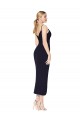 Magasins de Bleu marine foncé Sirène Bretelles spaghetti Crêpe Stretch Courte Asymétrique Robes demoiselle d'honneur / Robes de soirée / Robes de cocktail
