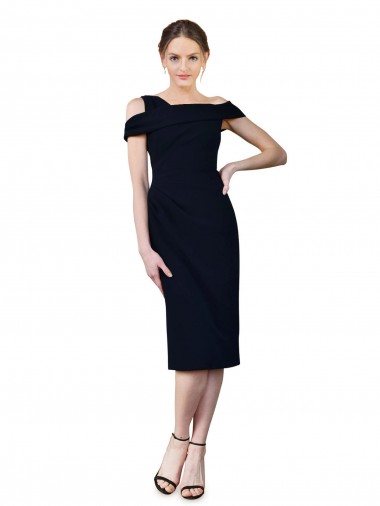 Magasins de Bleu marine foncé Sirène Épaule Dénudée Crêpe Stretch Courte Robes demoiselle d'honneur / Robes de soirée / Robes de cocktail