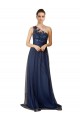 Magasins de Bleu marine foncé Trapèze Balayage train Tulle Longue Robes demoiselle d'honneur