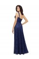 Magasins de Bleu marine foncé Trapèze Col V Dentelle Longue Robes demoiselle d'honneur