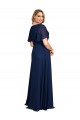 Magasins de Bleu marine foncé Trapèze Col V Mousseline Longue Formelles Robes demoiselle d'honneur / Robes de soirée / Robes de bal