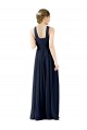 Magasins de Bleu marine foncé Trapèze Col V Mousseline Longue Robes demoiselle d'honneur