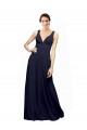 Magasins de Bleu marine foncé Trapèze Col V Mousseline Longue Robes demoiselle d'honneur