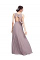 Magasins de Bleu marine foncé Trapèze Col V Mousseline Longue Robes demoiselle d'honneur