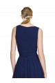 Magasins de Bleu marine foncé Trapèze Col V Mousseline Longue Robes demoiselle d'honneur
