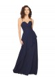 Magasins de Bleu marine foncé Trapèze Col V Mousseline Longue Robes demoiselle d'honneur