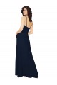 Magasins de Bleu marine foncé Trapèze Col V Mousseline Longue Robes demoiselle d'honneur