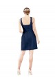 Magasins de Bleu marine foncé Trapèze Col V Satiné Courte Robes demoiselle d'honneur / Robes de cocktail
