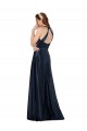 Magasins de Bleu marine foncé Trapèze Col V Satiné Longue Formelles Robes demoiselle d'honneur / Robes de soirée / Robes de bal
