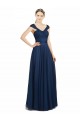 Magasins de Bleu marine foncé Trapèze Col V Tulle Longue Robes demoiselle d'honneur
