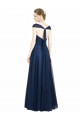 Magasins de Bleu marine foncé Trapèze Col V Tulle Longue Robes demoiselle d'honneur
