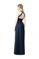 Magasins de Bleu marine foncé Trapèze Licou Col V Mousseline Longue Robes demoiselle d'honneur