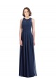 Magasins de Bleu marine foncé Trapèze Licou Mousseline Longue Robes demoiselle d'honneur