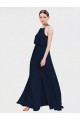 Magasins de Bleu marine foncé Trapèze Licou Mousseline Longue Robes demoiselle d'honneur
