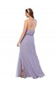Magasins de Bleu marine foncé Trapèze Licou Mousseline Longue Robes demoiselle d'honneur
