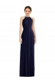 Magasins de Bleu marine foncé Trapèze Licou Mousseline Longue Robes demoiselle d'honneur