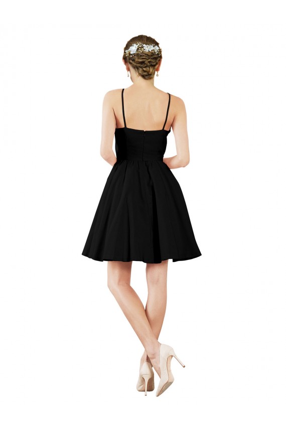 Magasins de Bleu marine foncé Trapèze Licou Satiné Courte Robes demoiselle d'honneur / Robes de cocktail