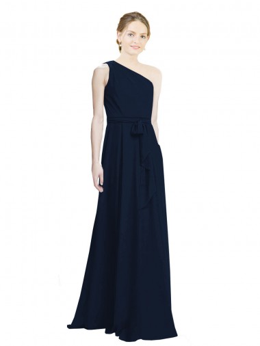 Magasins de Bleu marine foncé Trapèze Mousseline Longue Robes demoiselle d'honneur