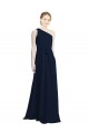 Magasins de Bleu marine foncé Trapèze Mousseline Longue Robes demoiselle d'honneur