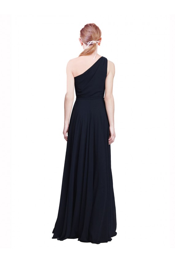 Magasins de Bleu marine foncé Trapèze Mousseline Longue Robes demoiselle d'honneur