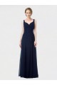 Magasins de Bleu marine foncé Trapèze Mousseline Longue Robes demoiselle d'honneur