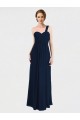 Magasins de Bleu marine foncé Trapèze Mousseline Longue Robes demoiselle d'honneur