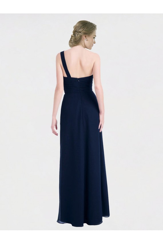 Magasins de Bleu marine foncé Trapèze Mousseline Longue Robes demoiselle d'honneur