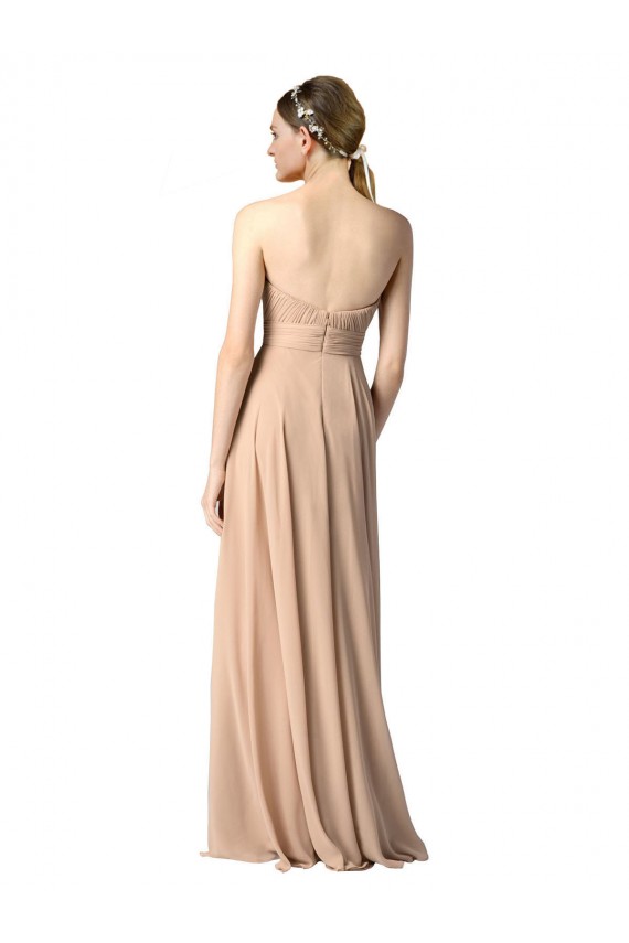 Magasins de Bleu marine foncé Trapèze Sans bretelle Mousseline Longue Robes demoiselle d'honneur
